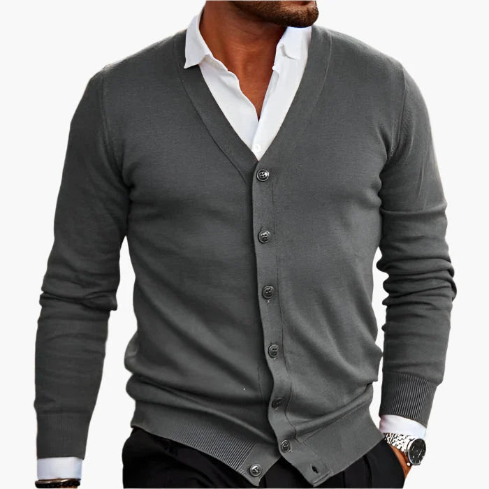 Men's V-Neck Button-Up Cardigan