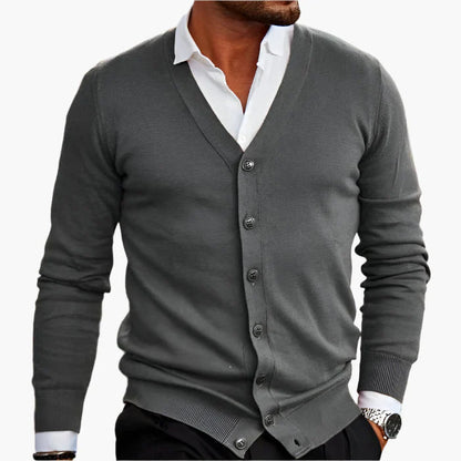 Men's V-Neck Button-Up Cardigan