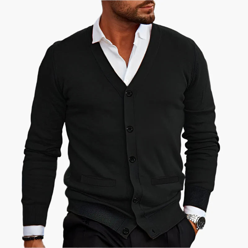 Men's V-Neck Button-Up Cardigan