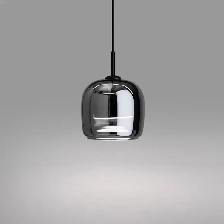 Modern Smoked Glass Pendant Light – Minimalist Black Ceiling Fixture