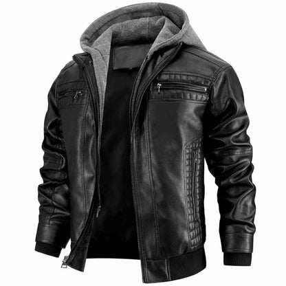 Veste en cuir homme – Blouson hiver avec Capuche