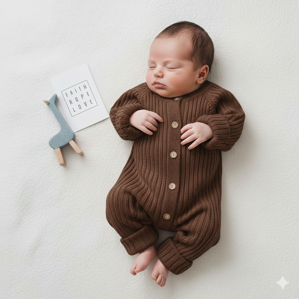 Baby Ribbed Knit Winter Romper