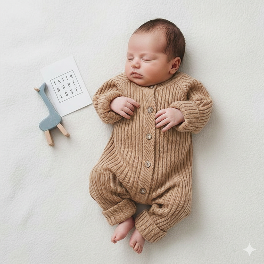Baby Ribbed Knit Winter Romper