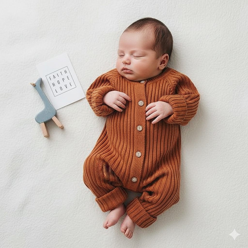 Baby Ribbed Knit Winter Romper